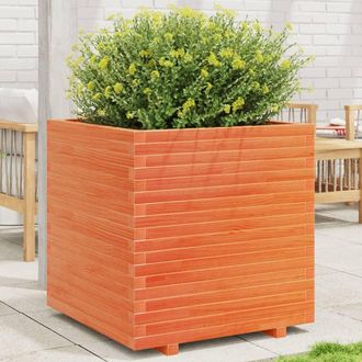 vidaXL Vidaxl - Jardinera Madera Maciza De Pino Marr&oacute;n Cera 70x70x72,5 Cm
