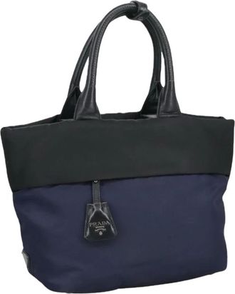 Prada Pre-owned Tote Bags, female, Blue, Size: ONE SIZE Pre-owned Vintage Nylon Tote Bag