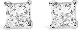 House of Brilliance 14K White Gold 3/4 Ct Princess Lab Grown Diamond Solitaire Stud Earrings at Nordstrom