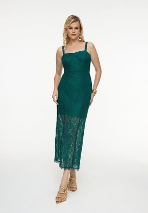 Beauut Premium Lace Corset Dress in Emerald Green at Nordstrom, Size 12