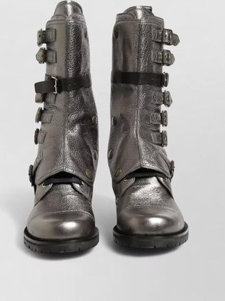 Dolce & Gabbana leather buckle combat boots