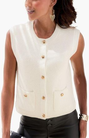 Lascana Womens Button Down Sweater Vest in Ivory at Nordstrom, Size 2