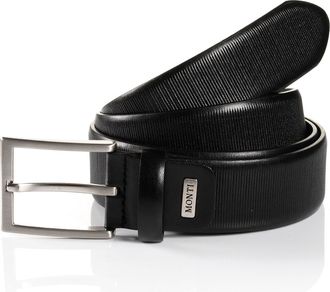 Monti Lederg&uuml;rtel MONTI SALZBURG, Herren, Gr. 11,5, schwarz, Materialmix, unifarben, G&uuml;rtel Lederg&uuml;rtel, mit silberfarbener Schliesse