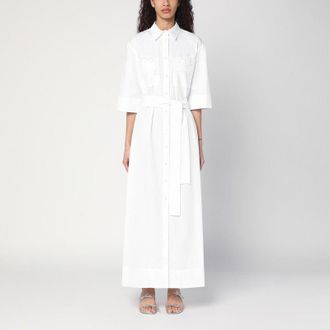 P.A.R.O.S.H. Womens White Shirt Dress With Belt Cotton - Size Small