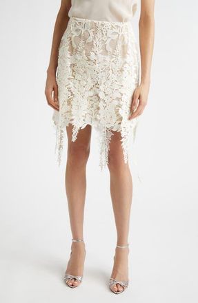Oscar De La Renta Foxgloves Guipure Lace Miniskirt in Ivory at Nordstrom, Size 10
