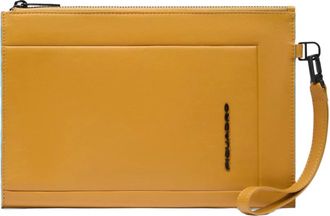 Piquadro Tassen, Heren, Geel, ONE Size, Leather i Padmini clutch with removable wrist strap