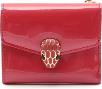 Bulgari Pre-owned Wallets, female, Pink, Size: ONE SIZE Pre-owned Vintage Patent Leather Tri-Fold Wallet