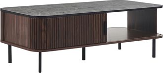 Beliani Mesa De Centro Madera Oscura Negro 120 X 60 Cm Puertas Corredera R&uacute;stico Jose