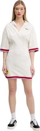 Barrow Jurk met polokraag en streepdetails - Dames - Korte kleedjes - Wit - XS - Katoen - Kleedjes