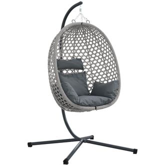 vidaXL vidaXL Hanging Egg Chair Manual Anthracite and grey 104 x 100 x 191 cm
