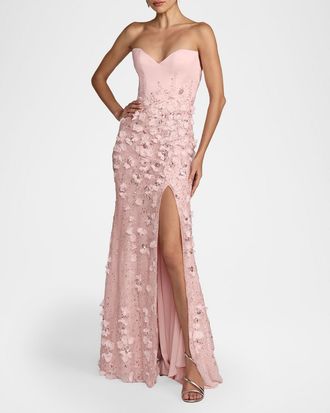 Mac Duggal Embellished Satin Strapless Gown