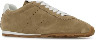 Miu Miu Womens Cappuccino Suede Plume Sneakers Deserto Calfleather