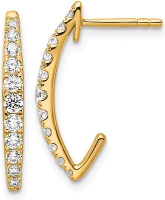 Diamond2Deal 14k Gold 1/2 ct Lab Grown Diamond J- Hoop Earrings VS Clarity, D-E Color