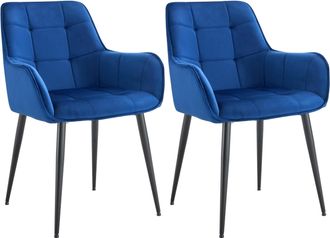 Clp Clp - Lote De 2 Sillas De Comedor De Terciopelo Ferndale Azul Oscuro