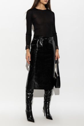 Tom Ford Leather Skirt, Womens, Black