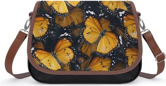 Generic Yellow Butterfly Small Womens Crossbody Bags Shoulder Handbag with Adjustable Strap for Travel