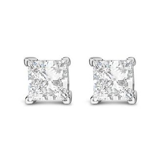 House of Brilliance 14K White Gold 1 1/2 Ct Princess Lab-Grown Diamond Solitaire Stud Earrings at Nordstrom