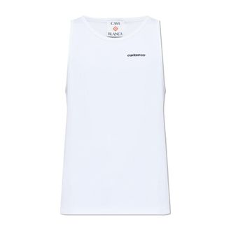 Casablanca Sleeveless Tops, male, White, M, Ribbed Tank Top
