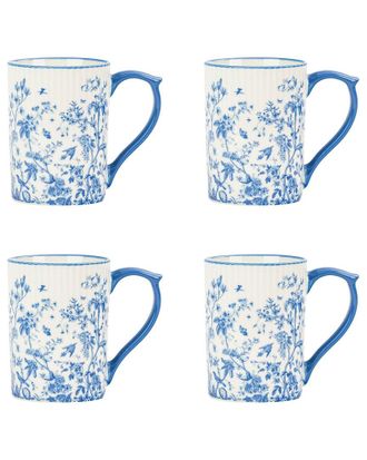 10 Strawberry Street Set of 4 Lylah Mugs, Blue Toile