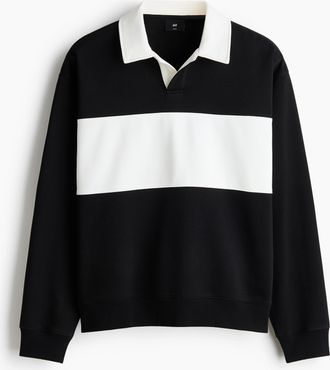 H&M Rugby-Sweatshirt in Loose Fit - Schwarz