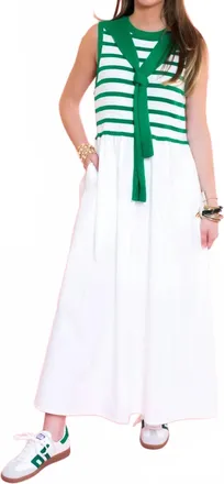 Entro Augusta Poplin Over The Shoulder Dress In Green