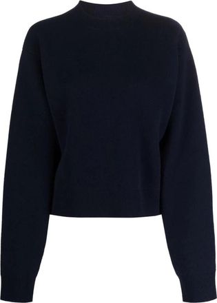 Jil Sander Blauwe gebreide trui met ronde hals - Dames - Ronde hals truien - Blauw - 2XS - Nylon - Truien & Vesten