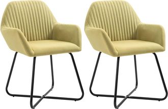vidaXL Sillas De Comedor 2 Unidades Tela Verde Vidaxl