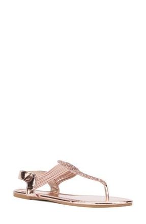 New York & Company Freya T-Strap Flat Sandal in Rose Gold at Nordstrom Rack, Size 8