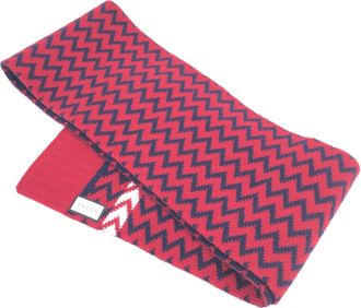 Gucci Red Zigzag Wool Knit Womens Scarf (Pre-Owned)