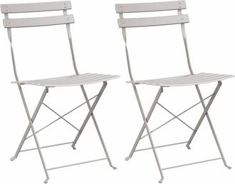 vidaXL Vidaxl - Garden Folding Chair Folding 2 pcs Beige 42 x 46 x 82cm Steel