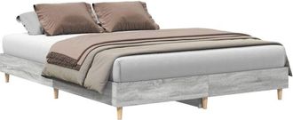 vidaXL Bed Frame No Mattress Grey Sonoma 140x200 cm Engineered Wood Vidaxl