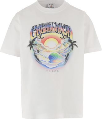 Casablanca White Front Logo Cotton T-Shirt