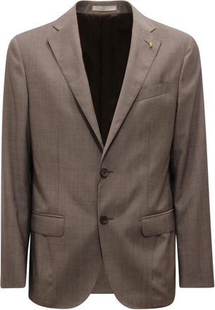 Corneliani Right Drop 6R Jacket - Heren - Blazers - Bruin - M - Leer - Jassen