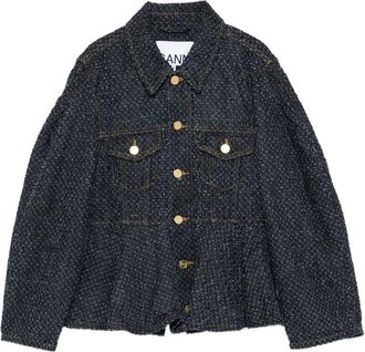 Ganni peplum jacket - women - Organic Cotton - 38 - Blue