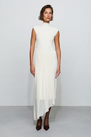 Et Ochs Francis Knit Combo Midi Dress in Ivory at Nordstrom, Size Small