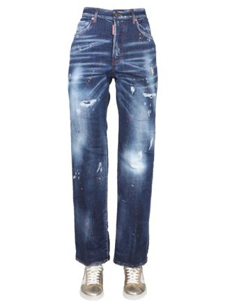Dsquared2 Blue Straight High Rise Jeans