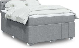 vidaXL Vidaxl - Cama Box Spring Con Colch&oacute;n Tela Gris Claro 160x200 Cm