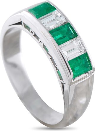 Luxury Bazaar Platinum 0.45ct Diamond and Emerald Ring MF02-041026