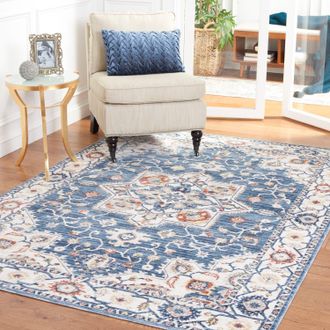 Safavieh Olympia Machine Made Area rug, Blue / Ivory Traditional Style Easy Care