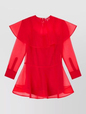 Ganni organza mini dress keyhole back ruffles sheer