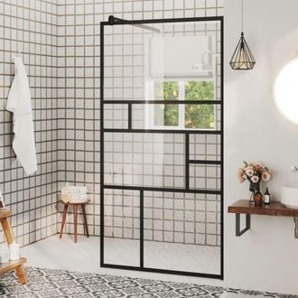 vidaXL Parete Doccia Walk-in in Vetro Trasparente esg Nera 80x195 cm - Vidaxl