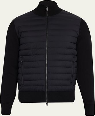 Moncler Mens Padded Cr&ecirc;pe Cotton Full-Zip Cardigan