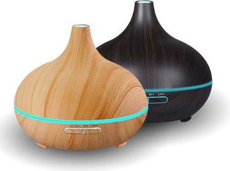 No Brand Difusor De Aromas - Nebulizador Ultras&oacute;nico, Humidificador Y Evaporador - Aspecto De Madera Oscura