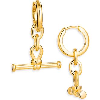 Missoma Ridge T-Bar Drop Hoop Earrings in Gold at Nordstrom