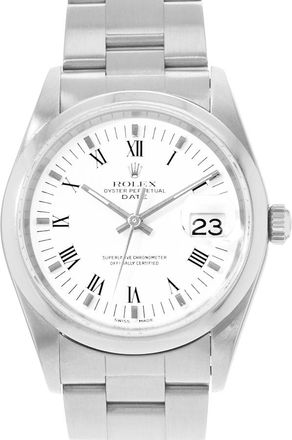 Rolex Pre-owned Rolex Oyster Perpetual Date Automatic Chronometer White Dial Mens Watch 15200 WSO