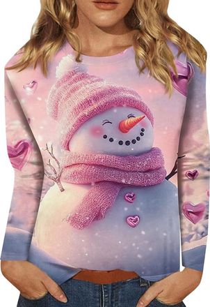 Generic Funny Christmas Jumper Womens,Plus Size Funny Long Sleeve Womens Xmas Tops Crewneck Novelty Ladies Christmas Sweatshirt