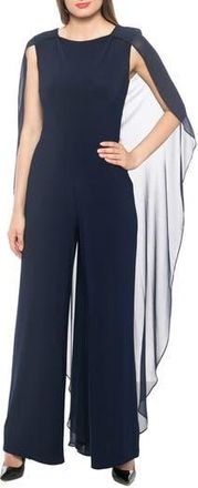 Marina Rossini Chiffon Overlay Jumpsuit in Navy at Nordstrom Rack, Size 16