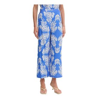 Lola Casademunt Broeken, Dames, Blauw, XS, Broek met Damastprint