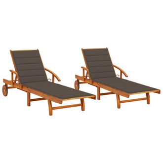 vidaXL Tumbonas Con Cojines 2 Unidades Madera Maciza De Acacia Vidaxl