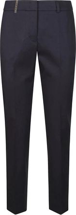PESERICO Cigarette Broeken - Dames - Slim Fit Broeken - Blauw - XL - Katoen - Broeken